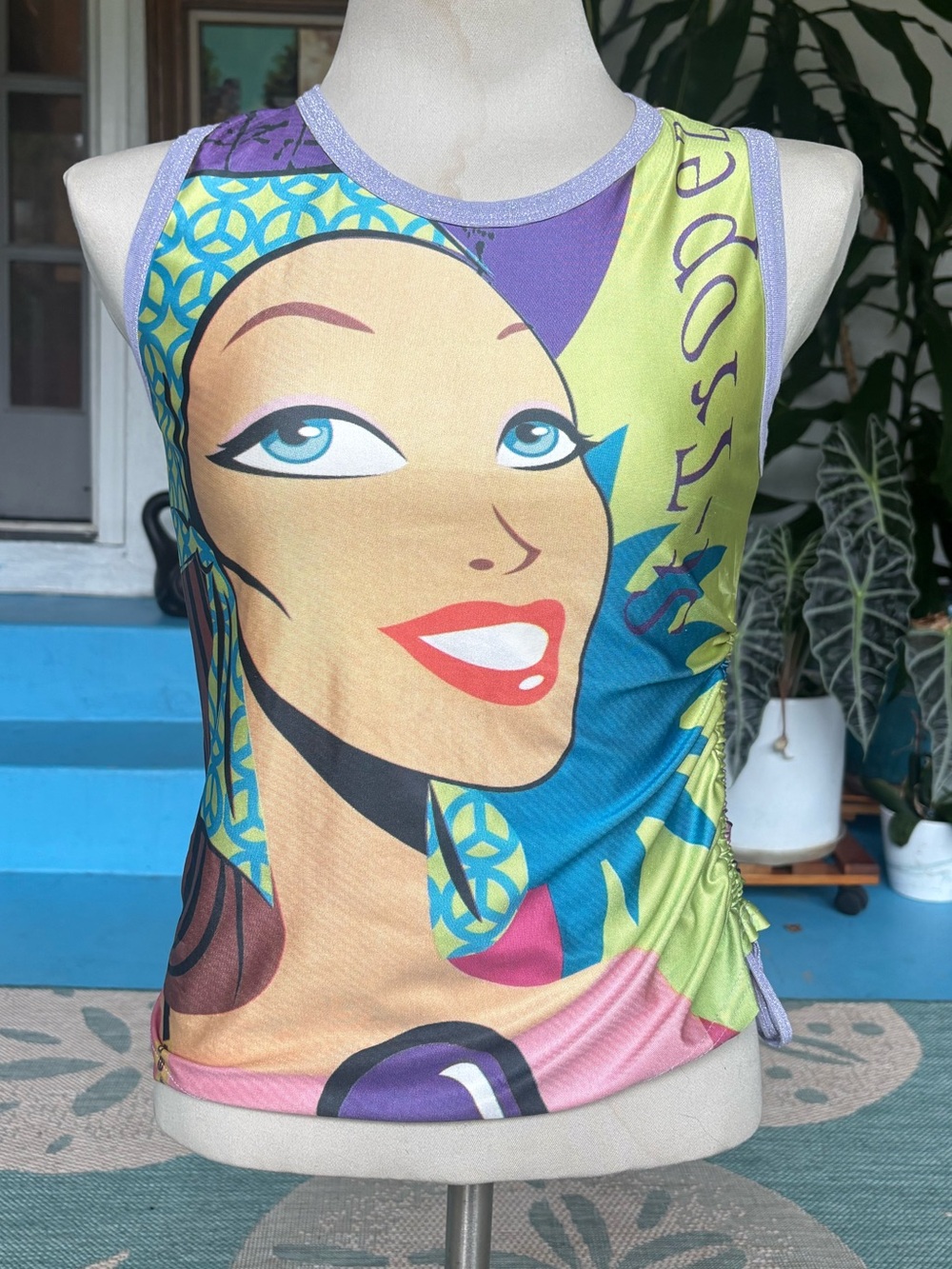 2026 Deux Mille Cop Copine Colorful Pop-Art Graphic Tank Top - Multi Color